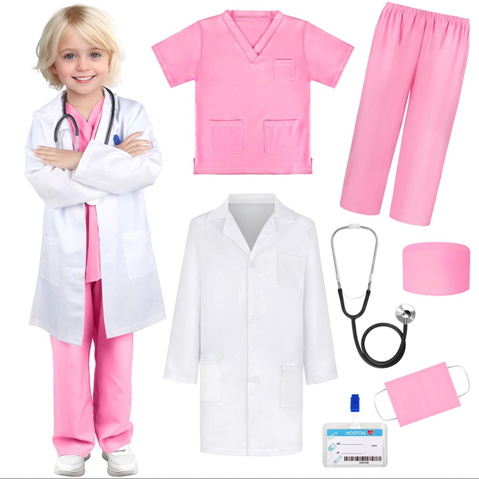 7 Pcs/Pack Kid White Medical U - Medical Lab Coats 评论和价格