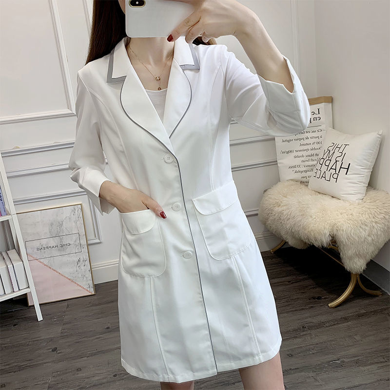 white short beauty uniform dre - Medical Lab Coats 评论和价格