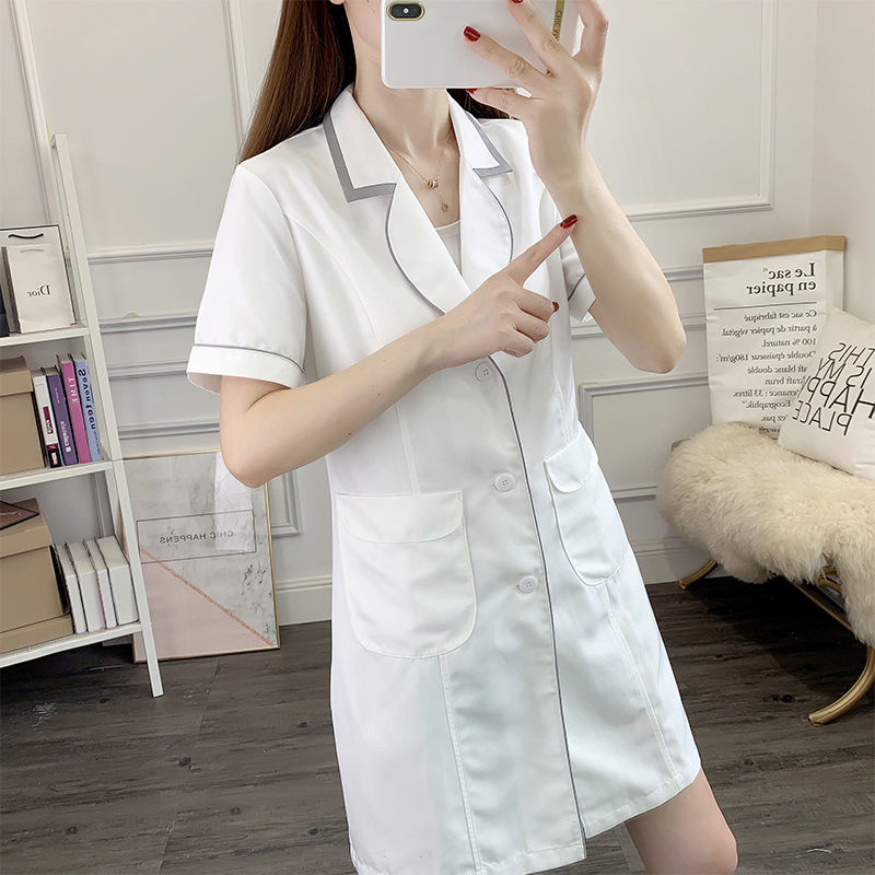 white short beauty uniform dre - Medical Lab Coats 评论和价格