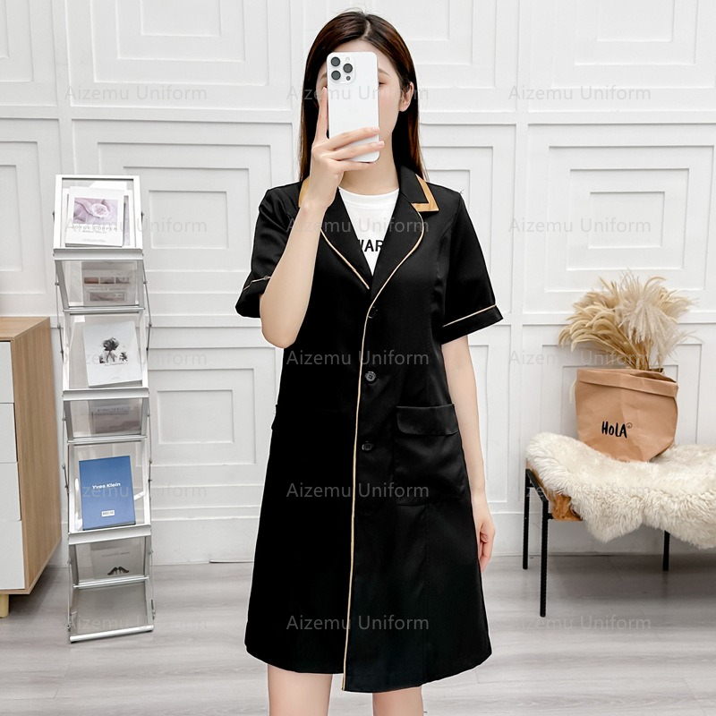 black beauty uniform with beau - Medical Lab Coats 评论和价格