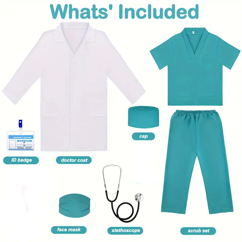 7PCS Kids Doctor Nurse Cosplay - Medical Lab Coats 评论和价格